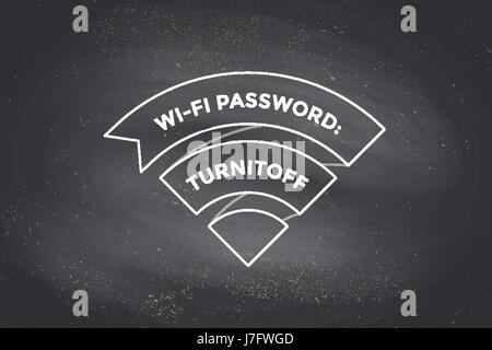 Une connexion Wi-Fi gratuite ruban Vintage signe pour wi-fi on chalkboard Illustration de Vecteur