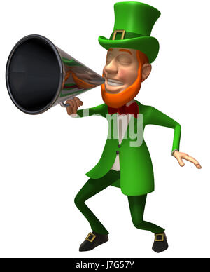 Irish cartoon vert farfadet gobelin guy hat illustration l'Irlande Banque D'Images