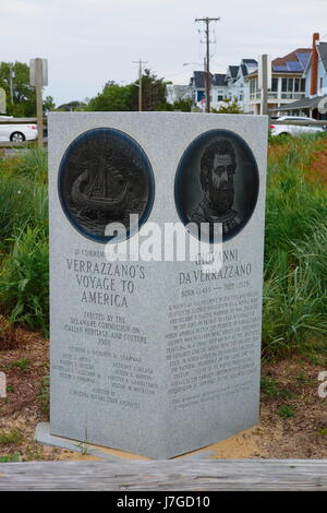 Monument à Giovanni da Verrazanno - Rehoboth Beach, Delaware Banque D'Images