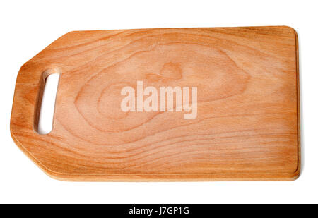 Planche à découper en bois isolé sur fond blanc Banque D'Images