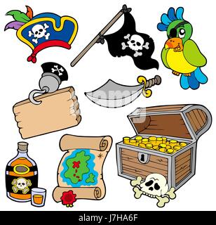Les objets de l'objet collection buccaneer pirates pirate objets objet du danger Banque D'Images