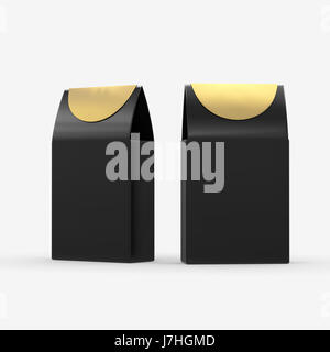 Papier d'emballage de la boîte noire avec chemin de détourage. Pour l'emballage alimentaire, variété de bonbons,biscuits, thé, snack, ou don. Banque D'Images