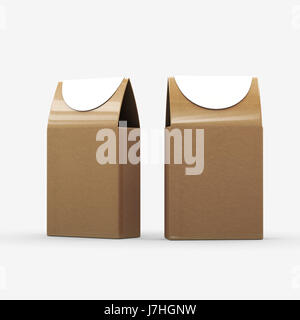 Brown paper food box packaging with clipping path. Pour l'emballage alimentaire, variété de bonbons,biscuits, thé, snack, ou don. Banque D'Images