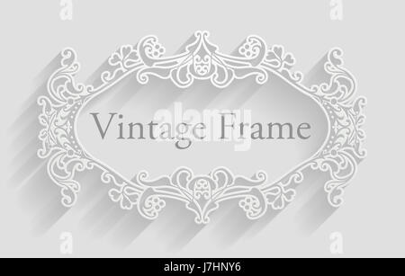 Vintage style Victorien dentelle blanc design cadre d'arrière-plan Banque D'Images