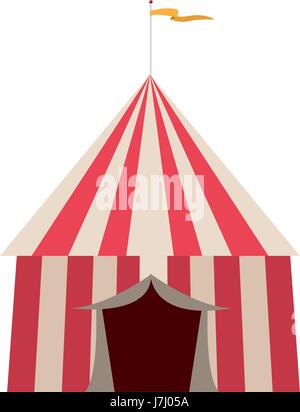 Tente de cirque tops. rayures rouges et blanches drapeau sur le toit Illustration de Vecteur