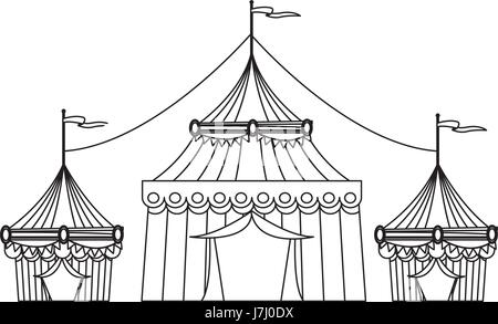 Tente de cirque tops. contours stripes flag on top Illustration de Vecteur