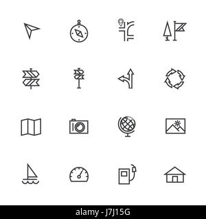 La carte et la navigation line icons set Illustration de Vecteur