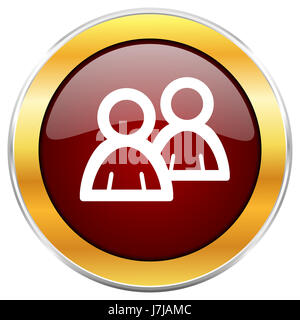 Forum icône web avec golden border isolé sur fond blanc. Bouton brillant rond. Banque D'Images