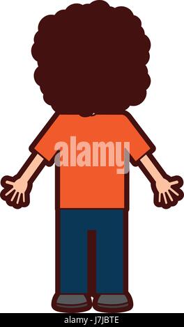 Retour Curly haired boy personnage Illustration de Vecteur