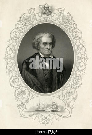 C Antique1860 gravure, John C. Calhoun. John Caldwell Calhoun (1782-1850) était un homme d'État américain et théoricien de la politique à partir de la Caroline du Sud, et le septième Vice-président des États-Unis de 1825 à 1832. SOURCE : gravure originale. Banque D'Images