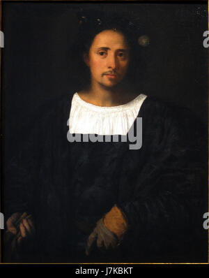 'Ajaccio Titien homme au gant' est une référence à une œuvre de Titien, mettant en vedette un portrait masculin, représentant peut-être un noble vénitien. Banque D'Images