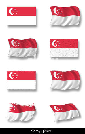 Drapeau national drapeau Singapour Singapour national coup pictogramme Banque D'Images