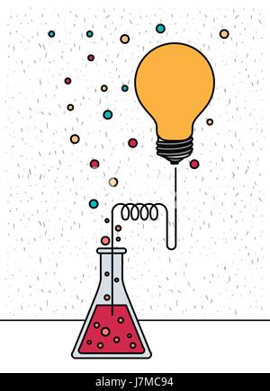 Fond blanc avec des éclats de bécher en verre relié à l'ampoule et points Illustration de Vecteur