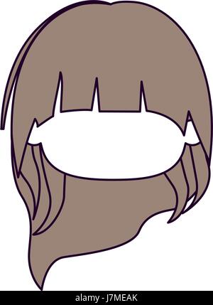 Sections et couleur silhouette cheveux brun clair de la tête sans visage de petite fille aux longs cheveux Illustration de Vecteur