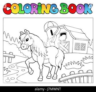 Cheval couleur mammifère animal peint peinture Coloring Book à pied rendez-vous aller à pied Banque D'Images