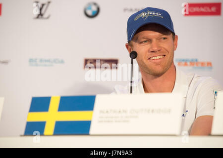 Les Bermudes. 25 mai, 2017. Nathan Outteridge, barreur de Artemis Racing. 35e America's Cup conférence de presse d'ouverture. America's Cup Village, les Bermudes. 25/5/2017 Crédit : Chris Cameron/Alamy Live News Banque D'Images