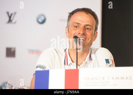 Les Bermudes. 25 mai, 2017. Franck Cammas, barreur de Groupama le Team France. 35e America's Cup conférence de presse d'ouverture. America's Cup Village, les Bermudes. 25/5/2017 Crédit : Chris Cameron/Alamy Live News Banque D'Images