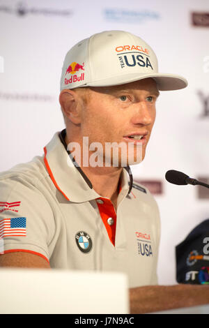 Les Bermudes. 25 mai, 2017. James Spithill, barreur pour Oracle Team USA. 35e America's Cup conférence de presse d'ouverture. America's Cup Village, les Bermudes. 25/5/2017 Crédit : Chris Cameron/Alamy Live News Banque D'Images