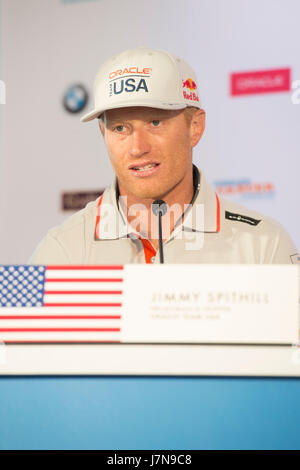 Les Bermudes. 25 mai, 2017. James Spithill, barreur pour Oracle Team USA. 35e America's Cup conférence de presse d'ouverture. America's Cup Village, les Bermudes. 25/5/2017 Crédit : Chris Cameron/Alamy Live News Banque D'Images