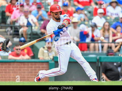 May 18, 2017: Texas Rangers left fielder Ryan Rua #16 during an MLB  interleague game between the Philadelphia Phillies and the Texas Rangers at  Globe Life Park in Arlington, TX Texas defeated