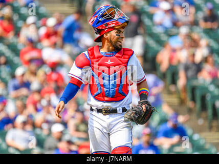 May 18, 2017: Texas Rangers left fielder Ryan Rua #16 during an MLB  interleague game between the Philadelphia Phillies and the Texas Rangers at  Globe Life Park in Arlington, TX Texas defeated