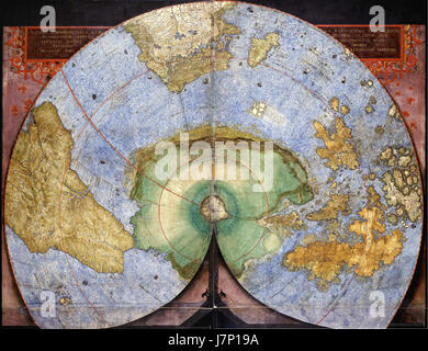 Le continent Hemisphaerium Meridionale est une carte publiée en 1592 par Srainten, représentant la géographie de l'hémisphère sud, un important travail cartographique historique de la Renaissance. Banque D'Images