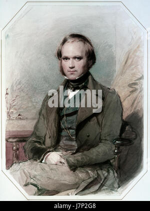 Un portrait de Charles Darwin par G. Richmond, capturant le naturaliste britannique emblématique connu pour sa théorie révolutionnaire de l'évolution par sélection naturelle. Banque D'Images