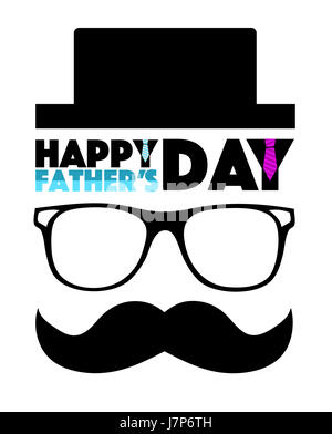 Heureux Pères jours chapeau, lunettes et moustache illustration design isolated over white Banque D'Images