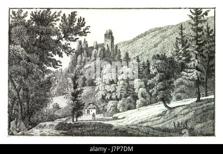 026 Ruine Ehrenfels dans der Radegund bei Klamm Grazer im Kreis J.F.Kaiser Ansichten der Steiermark 1825 Lithografirte Banque D'Images