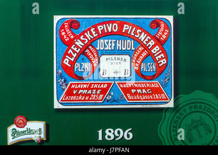 Histoire de la marque commerciale de la brasserie Pilsen Pilsner Urquell, logo, à partir de 1896, Plzen, Bohême occidentale, République tchèque, Europe Banque D'Images