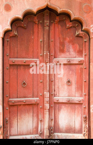 L'ancienne porte de bois en Inde Banque D'Images