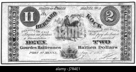 Bernard Kock 2 dollar haïtien remarque Banque D'Images