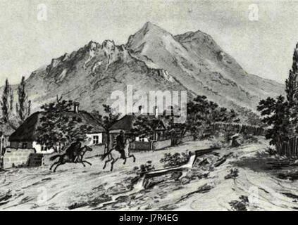 Beshtau Mountain dessin par Mikhaïl Lermontov 1837 Banque D'Images