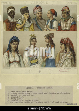 Les hommes et les femmes algériennes en costume traditionnel (18761888) Banque D'Images