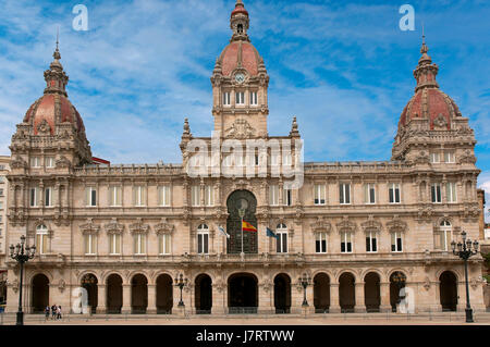 L'hôtel de ville, La Corogne, une région de Galice, Espagne, Europe Banque D'Images