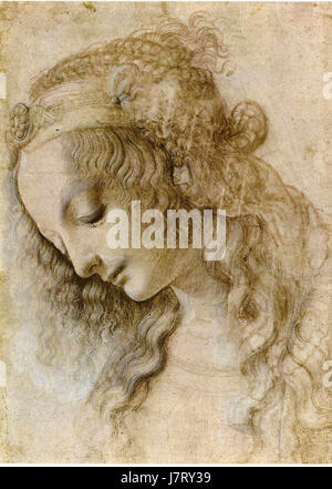 Da Vinci Weiblicher Kopf im Profil Banque D'Images