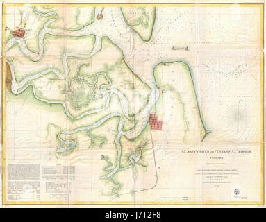 1857 côte des États-Unis Carte d'enquête ou de la rivière Saint Mary's Harbour, en Floride et Fernandina Geographicus uscs 1857 StMarys Banque D'Images