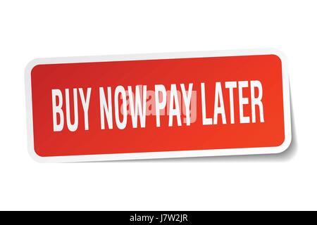 Achetez maintenant, payez plus tard autocollant carré blanc sur Illustration de Vecteur