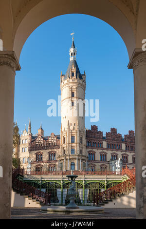 Palais de Schwerin. Elle est considérée comme l'une des œuvres les plus importantes de l'historicisme romantique en Europe et est désignée pour devenir un site du patrimoine mondial Banque D'Images