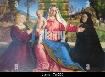 'Madonna' avec les donateurs et de l'enfant par Jacopo Palma Vecchio (Palma il Vecchio), l'Hermitage Banque D'Images