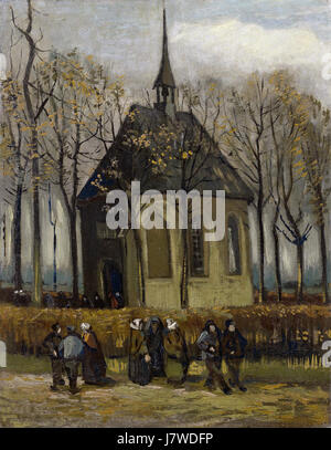 Congrégation de quitter l'Église Réformée de Nuenen, par Vincent van Gogh Banque D'Images