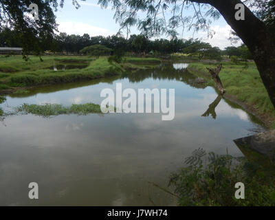 Cette image montre le paysage rural de San Ildefonso et Lapnit à Bulacan, mettant en évidence les vastes rizières et prairies le long des routes locales, essentielles pour l'agriculture dans la région. Banque D'Images