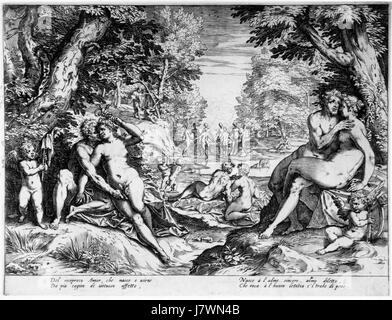 Agostino Carracci Reciproco Amore ou l'amour dans l'âge d'Or Banque D'Images