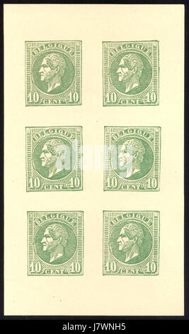 Belgique 1865 1866 10c Leopold I essais par Charles Wiener green Banque D'Images