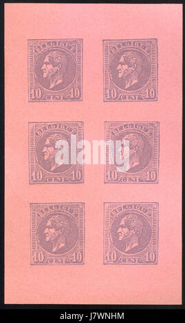 Belgique 1865 1866 10c Leopold I essais par Charles Wiener purple Banque D'Images