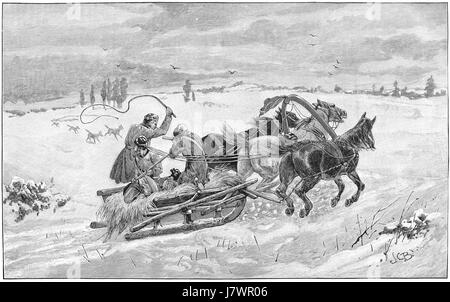 Scène nocturne représentant une rencontre au clair de lune avec des loups en Russie, créée par James carter Beard. L'image souligne la beauté naturelle et le mystère de la nature sauvage, mettant en vedette des loups dans leur habitat naturel sous la lueur de la lune. Banque D'Images