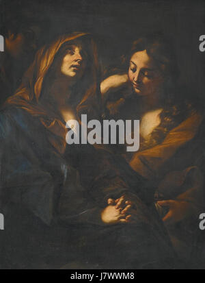 Les deux maries avec Saint Jean l'évangéliste est une peinture religieuse de Giovanni Battista Beinaschi, représentant Marie-Madeleine et la Vierge Marie avec Saint Jean l'évangéliste. Cette œuvre est connue pour son style baroque et sa représentation vivante de thèmes religieux. Banque D'Images