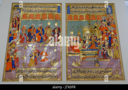 Un roi et reine intronisé, folio de Tuhfet Leta ul'si (curieux et plein de cadeaux) par 'Ali ibn Naqib Hamza, Turquie, 1593 AD 1594, encre, couleur, l'or sur papier Aga Khan Museum de Toronto, Canada DSC06759 Banque D'Images