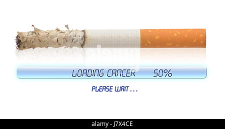 Programme de cigarette cancer virus tabac fumeur fumée whiff de chargement de logiciels Banque D'Images