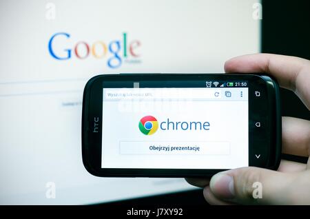 Google Chrome navigateur web mobile Banque D'Images